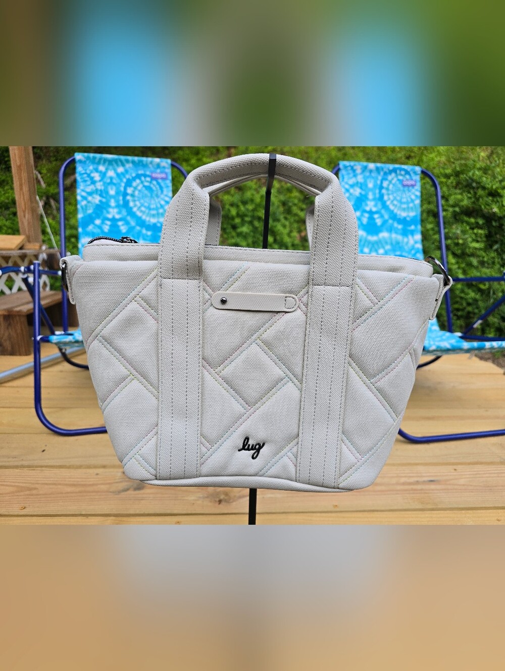 Lug Dory Cream Quilted Tote with Subtle Stitch Detail